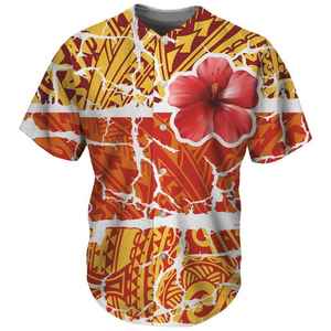 ชุดเสื้อเบสบอลและกางเกงสไตล์โพลินีเซียนแบบกำหนดเอง สำหรับผู้ใหญ่และเยาวชน ชุดกีฬาแบบมีกระดุมด้านหน้า ทรงเข้ารูป - Product Image 5