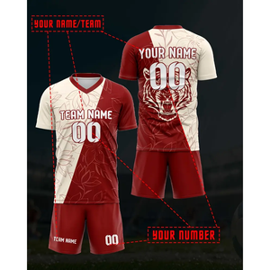 Ensemble maillot et short de football pour hommes personnalisé en gros-Personnalisez avec votre nom et numéro, polyester respirant - Product Image 4