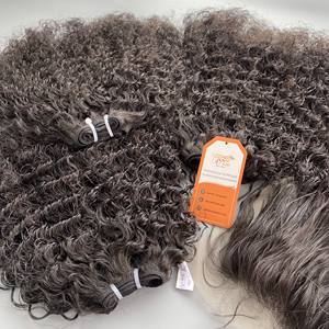 Trama de extensiones de cabello humano Remy rizado birmano crudo con cierre de encaje y Frontal de vendedores de cabello al por mayor - Product Image 4