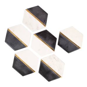 Dessous de verre en marbre tapis incrustation nacre et laiton Design artisanat rond artisanat caboteur meilleur prix - Product Image 4