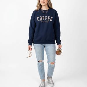 Sudadera de Felpa Personalizada con Bordado de Letras en la Parte Delantera para Mujer, Cuello Redondo, Informal, Otoño Invierno, Servicio OEM - Product Image 5
