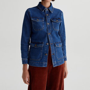 Chaqueta Vaquera de Mujer Estilo Vintage en Oferta, Lavado a la Piedra Personalizado, Plisada, Bordado de Camuflaje, Acolchada con Relleno de Algodón - Product Image 5