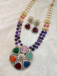 Ensemble de collier en laiton plaqué or Kundan traditionnel indien pour femmes et filles accessoires de bijoux de chaîne de perles - Product Image 5