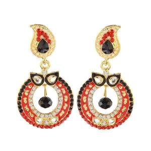 Kriaa Pendientes colgantes finos Piedra austriaca roja y negra Paquete de 6 piezas Modelo 1304637 - Product Image 1