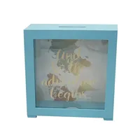 Großhandel DIY Holz Bargeld sparen Sparschwein Box Würfel Vitrine Holz Foto rahmen Shadow Box Spar büchsen