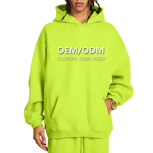 Custom Unisex Oversized Heavy Terry Hoodie Pocket Embroidered Design Solid Color 100% Cotton Winter High Street <b>Style</b> OEM/ODM - Product Image 3