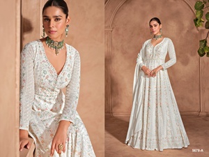 Las últimas mujeres usan Chinon pesado con diseño de secuencia de bordado trabajo Anarkali vestidos y Dupatta para ropa de boda Vestido indio - Product Image 5