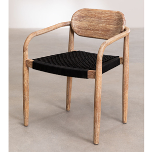 Set de Table Ronde de Jardin avec 6 Chaises Couleur Corde Noire-Chan - Product Image 4