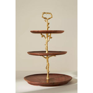 Fancy Round Cake <b>Cupcake</b> Stand Wooden Cake Stand 2 Tier Handmade Decorative Cake Stand Party Celebrating Special Occasion Decor - Product Image 6