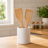 Ensemble d'ustensiles de cuisine personnalisés pour restaurant, couverts en bois écologiques comprenant une spatule et une cuillère à soupe, 6 pièces, lavage à la main uniquement