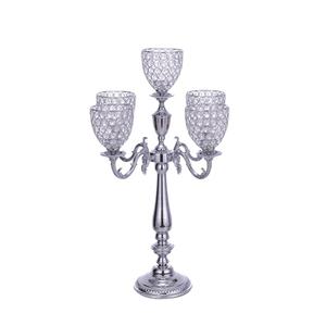 Nouveau Design de candélabres en cristal argenté, porte-bougie de mariage, pour la décoration de Table, événement, décor de mariage fait à la main - Product Image 1