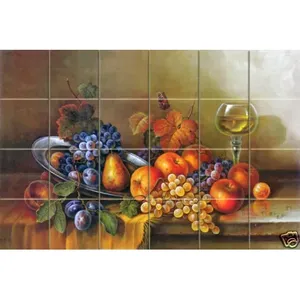 24x16 Corrado Pila ภาพจิตรกรรมฝาผนังที่ยังมีชีวิต tumled หินอ่อน backsplash กระเบื้อง #465 artwork by Art Corrado Pila - Product Image 1