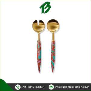 Juego para servir Torozzo con mango para bodas, fiestas, hoteles y restaurantes para ensalada disponible en color dorado a un precio razonable - Product Image 3