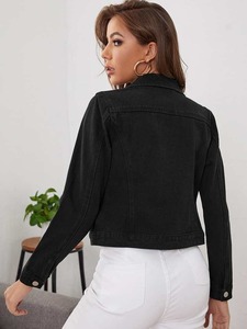 2025 Logotipo personalizado Último diseño Oversize Drop Shoulder Denim Jacket Precio de fábrica Alta calidad Mujeres Chaqueta de mezclilla transpirable - Product Image 6