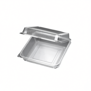 Caja de Almuerzo Desechable con Tapa Abatible de Plástico PET Transparente de 9 x 9 Pulgadas - Product Image 2