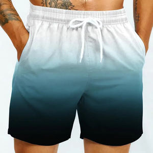 Mens Gradient Black to <b>White</b> Drawstring <b>Gym</b> <b>Shorts</b> Quick Dry Activewear for Fitness and Beach Use - Product Image 4