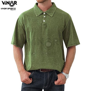 Vente en gros de t-shirts polo vintage de sport de golf lavés à l'acide pour hommes commande en gros fournisseur OEM personnalisée - Product Image 3