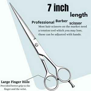 Tijeras de peluquero profesionales de alta calidad de 7 pulgadas al por mayor tijeras de corte de pelo de acero inoxidable con hoja recta - Product Image 3