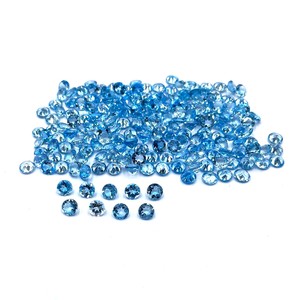 3mm High Quality Swiss Blue Topaz Round Cut <strong>Beads</strong> Natural Topaz Faceted Loose Gemstone for Jewelry Making By Indian Manufacturer - Product Image 2