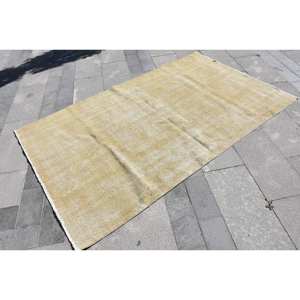 Modern 4.3 X 7.2 ft Yellow Wool <b>Rug</b> Turkish <b>Flat</b> Weave Large Area Living Room Carpet Patchwork Pattern for Teens - Product Image 3