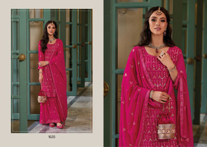Dhwaja Export - Conjunto de Kurti de Georgette con Bordado Pesado y Dupatta con Bordado, Estilo Gujarat - Product Image 4