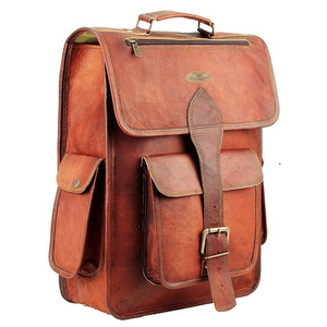 Mochila de Cuero Genuino para Hombre y Mujer, Hecha a Mano, Bolsa para Portátil, Oficina, Viajes, Estilo Vintage - Product Image 1