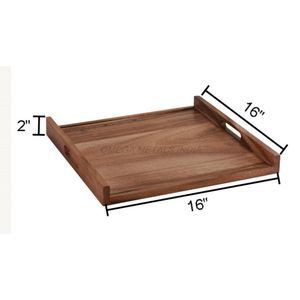 Bandeja de madera de acacia de la mejor calidad en color castaño cálido con elegante forma cuadrada y superficie texturizada, ideal para entretener - Product Image 2