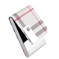 Porte-cartes de visite en cuir, étui à cartes de visite en métal, porte-cartes de visite professionnel fin avec fermeture magnétique (abricot)