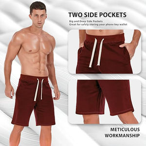 Shorts en molleton pour hommes, tissu en coton doux, coupe décontractée, taille élastique, confort décontracté pour l'été - Product Image 4