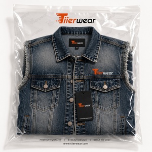 <b>Men's</b> Fashion Denim Vest Manufacturer Wholesale Custom Sleeveless <b>Jean</b> Vest Western Cowboy <b>Biker</b> Streetwear Casual Cotton Denim - Product Image 6