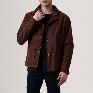 Chaquetas de lona con estilo para hombre, chaqueta de invierno duradera impermeable para exteriores con capucha, ropa de trabajo informal, abrigo para viajes - Product Image 1