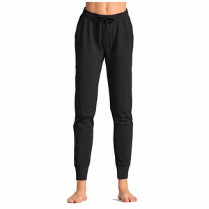 กางเกงสเวตเตอร์สำหรับผู้หญิงทรงหลวมเอวยางยืดดีไซน์เรียบง่ายมีกระเป๋าโลโก้ขาซ้ายสำหรับวิ่งโยคะ - Product Image 2