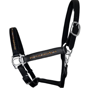 Adeefa Enterprise Leather Halter Golden <b>Crystal</b> For Horses With SS Fitting Headcollar for Horses. - Product Image 1