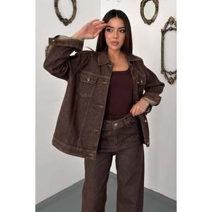 Traje de Chaqueta de Mezclilla Marrón - Marrón - Product Image 3