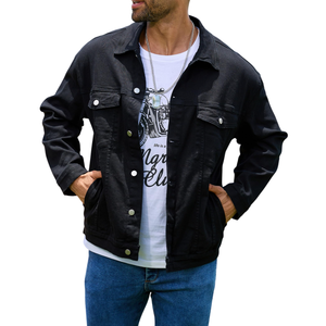 Vestes pour hommes Veste en jean vierge avec logo personnalisé Streetwear de couleur unie Hip Hop pour un look tendance et une tenue tendance - Product Image 3