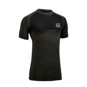 T-shirt de sport personnalisé pour homme, coupe classique, respirant, en toile et élasthanne/polyester, col rond, manches courtes, pour la course et la gym - Product Image 1