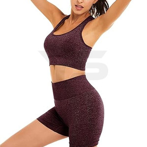 Conjunto de sujetador y pantalones cortos de algodón de alta calidad para entrenamiento de verano, gimnasio, Fitness, ropa de Yoga personalizada para tallas grandes, sin costuras y suave - Product Image 3