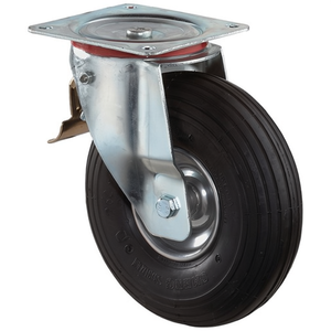 Roue pneumatique de 260 mm, capacité de charge de 200 kg, noire, roulettes pivotantes BS, plaque de montage, roulettes pour meubles, capacité de charge de 200 kg, 260 mm - Product Image 3