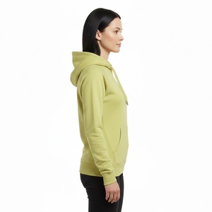 Sudadera con capucha de lujo verde lima empolvado para mujer, ajuste ceñido, de alta calidad, de algodón y forro polar, al por mayor, lisa, tipo jersey - Product Image 3
