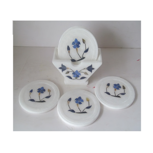 Posavasos de mármol blanco hechos a mano, accesorio redondo de piedra Natural, mesa de centro de comedor con estilo duradero, opción elegante - Product Image 1