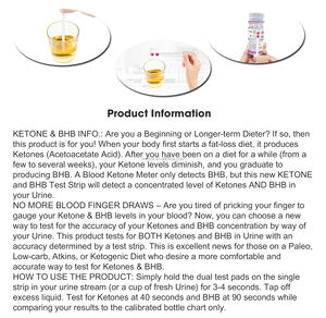 Mesurer la cétose qui brûle les graisses et les niveaux alcalins ou acides Bandelettes de <span class=keywords><strong>test</strong></span> urinaire Cétone et BHB - Product Image 6