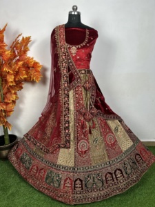 Traditionnel Multi Couleur 12 Kali Bridal Lehenga Heavy Jarkan Work Double Dupatta Flair 6M Parfait pour les ensembles de mariée - Product Image 4