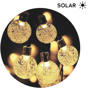 5m. ghirlanda solare 50 palline LED trasparenti 8 funzioni bianco caldo (Electro DH 79.758/7/CAL) - Product Image 1
