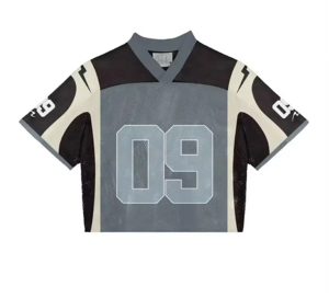 Meilleure personnalisation Streetwear Maillot de football et de football à col en V T-shirts de haute qualité T-shirt unisexe en maille Boxy à la mode - Product Image 4