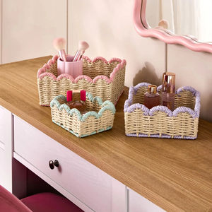 Set of 3 elegent scalloped seagrass basket for your space, made in Vietnam with wholesale price - Product Image 1