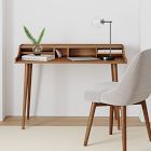 Nouveau bureau d'écriture rectangulaire en bois massif Flavio pour chambre à coucher, finition noyer, poste de travail informatique de direction DESK-0106 - Product Image 1