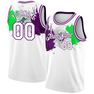 2025 maillots de basket-ball personnalisés pour hommes de haute qualité Logo avant respirant grande taille sans manches conception d'impression numérique 100% Polyester - Product Image 4