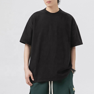 Top Design de haute qualité 230 gsm 100% coton surdimensionné hommes T-shirts unis taille américaine Logo personnalisé impression broderie hommes t-shirts - Product Image 4