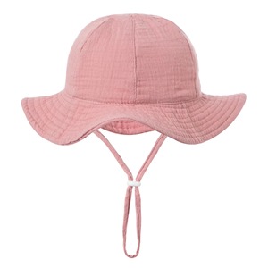 Unisexe bébé couleur unie respirant imprimé voyage protection solaire extérieur séchage rapide plage infantile bambin 100% coton Seau Chapeaux - Product Image 2