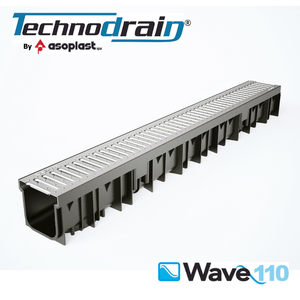 WAVEDRAIN 110 HDPE Canal de Drenaje de Agua para Exteriores con Diseño Moderno de Ondas, Rejilla Ranurada A15 para Construcción y Real Estate - Product Image 1